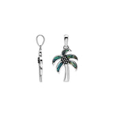 Tropical palm tree pendant in sterling silver with abalone shell, handmade in Bali.